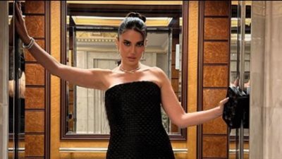 أسود مكشوف.. إطلالة «درة» تريند عرض مستمر 