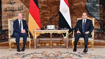 الرئيس السيسي والمستشار الألماني يتفقان على أهمية حل الدولتين لاستعادة السلام والأمن والاستقرار بالمنطقة