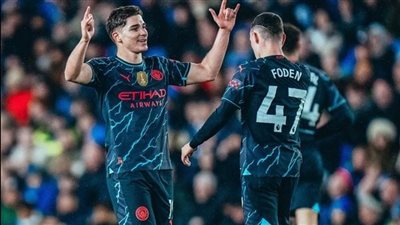 مانشستر سيتى يكتسح برايتون ويطارد قمة الدورى الإنجليزى برباعية مثيرة