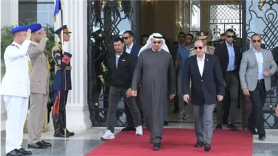 الرئيس السيسي يودع الشيخ محمد بن زايد بعد زيارة أخوية بمدينة العلمين.. فيديو