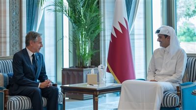 أمير قطر يبحث مع وزير الخارجية الأمريكى الأوضاع فى لبنان وغزة