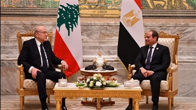 الرئيس السيسي يلتقي رئيس الحكومة اللبنانية على هامش قمة الدول الثماني