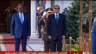 الرئيس السيسي يستقبل نظيره الصومالي بقصر الاتحادية